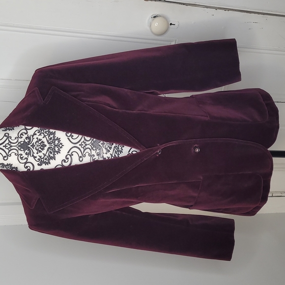 Highland Queen vintage velvet single breasted blazer burgundy fully lined. - Picture 1 of 12